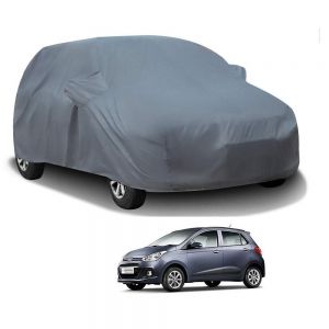 Body Cover for Grand i10  Water Resistant Polyester Fabric with Mirror Pocket Slots_Grey